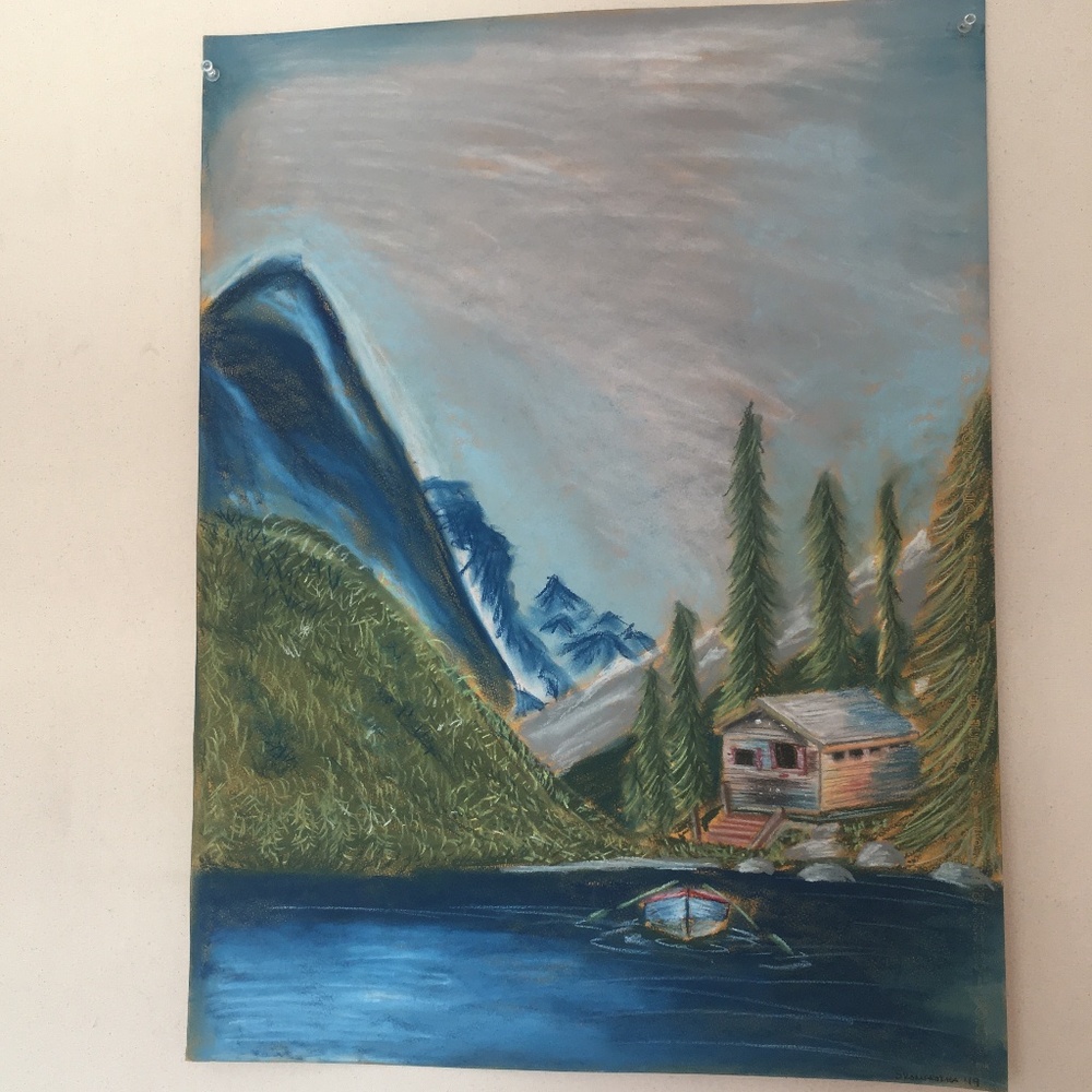 Original House on the Lake Nupastel Drawing